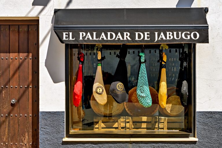 Jabugo,,Spain.,Circa,April,2018.,View,Of,Store,Window,Displaying