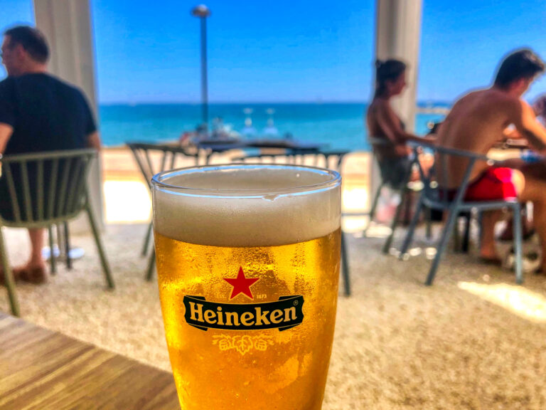 A,Glass,Of,Fresh,Heineken,Beer,In,A,Seaside,Restaurant