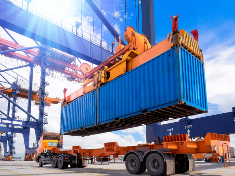 Industrial,Port,Crane,Lift,Up,Loading,Export,Containers,Box,Onboard