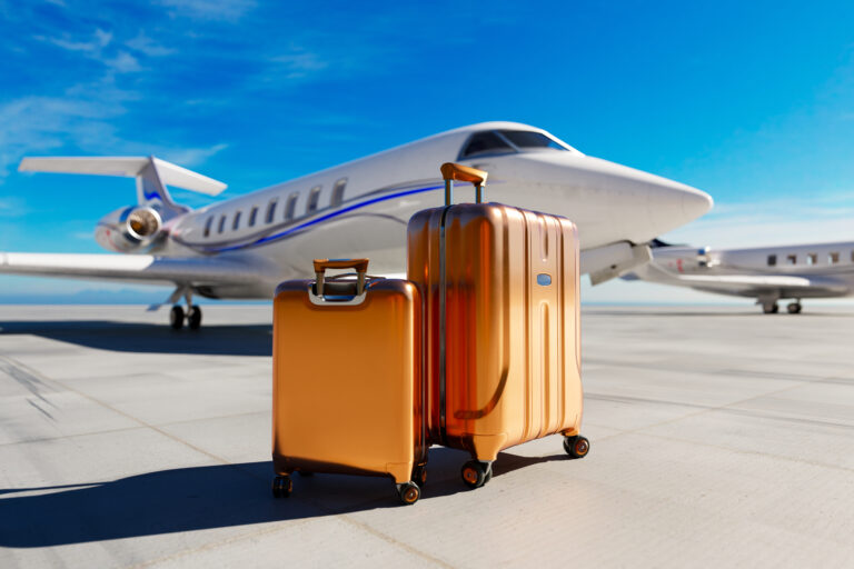 Preparing,For,A,Private,Flight.,Jet.,Luggage.,Exclusive.,Runway.,Blue
