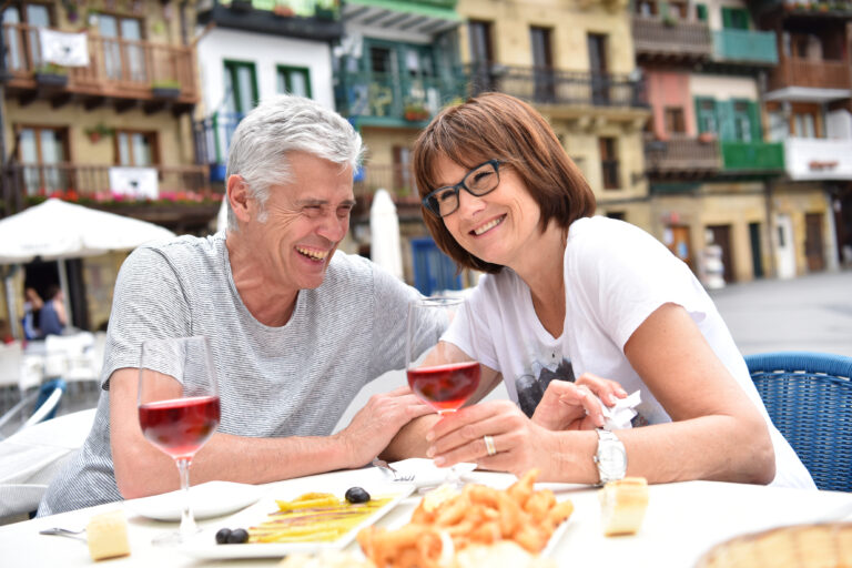 Senior,Couple,Eating,Spanish,Fingerfood,In,Spain