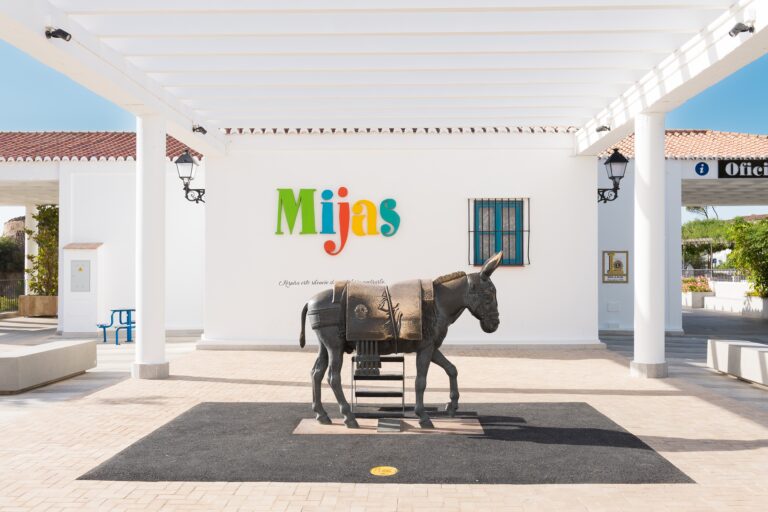 Mijas,Pueblo,,Spain,-,11,June,2022:,Donkey,Statue,In