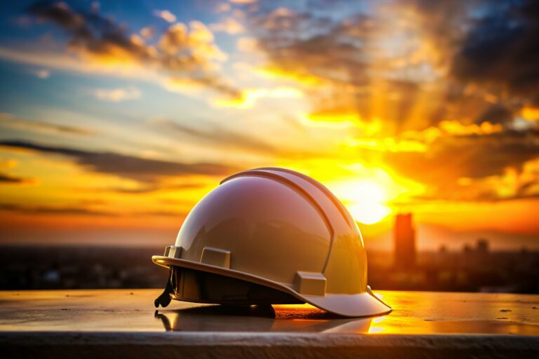 Beautiful,Image,Of,An,Engineering,Helmet,At,Sunset,,Civil,Construction